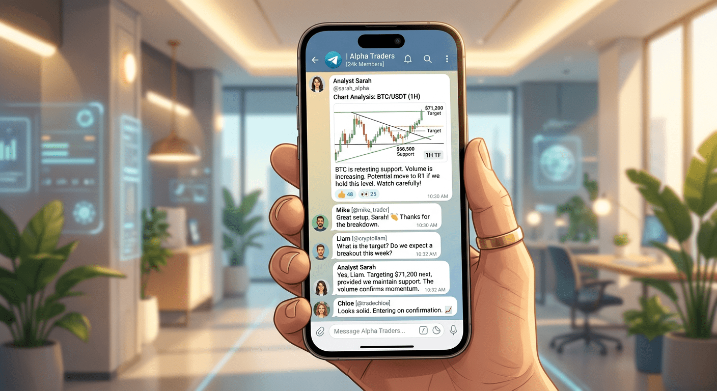 Active crypto signals Telegram community with authentic member discussions