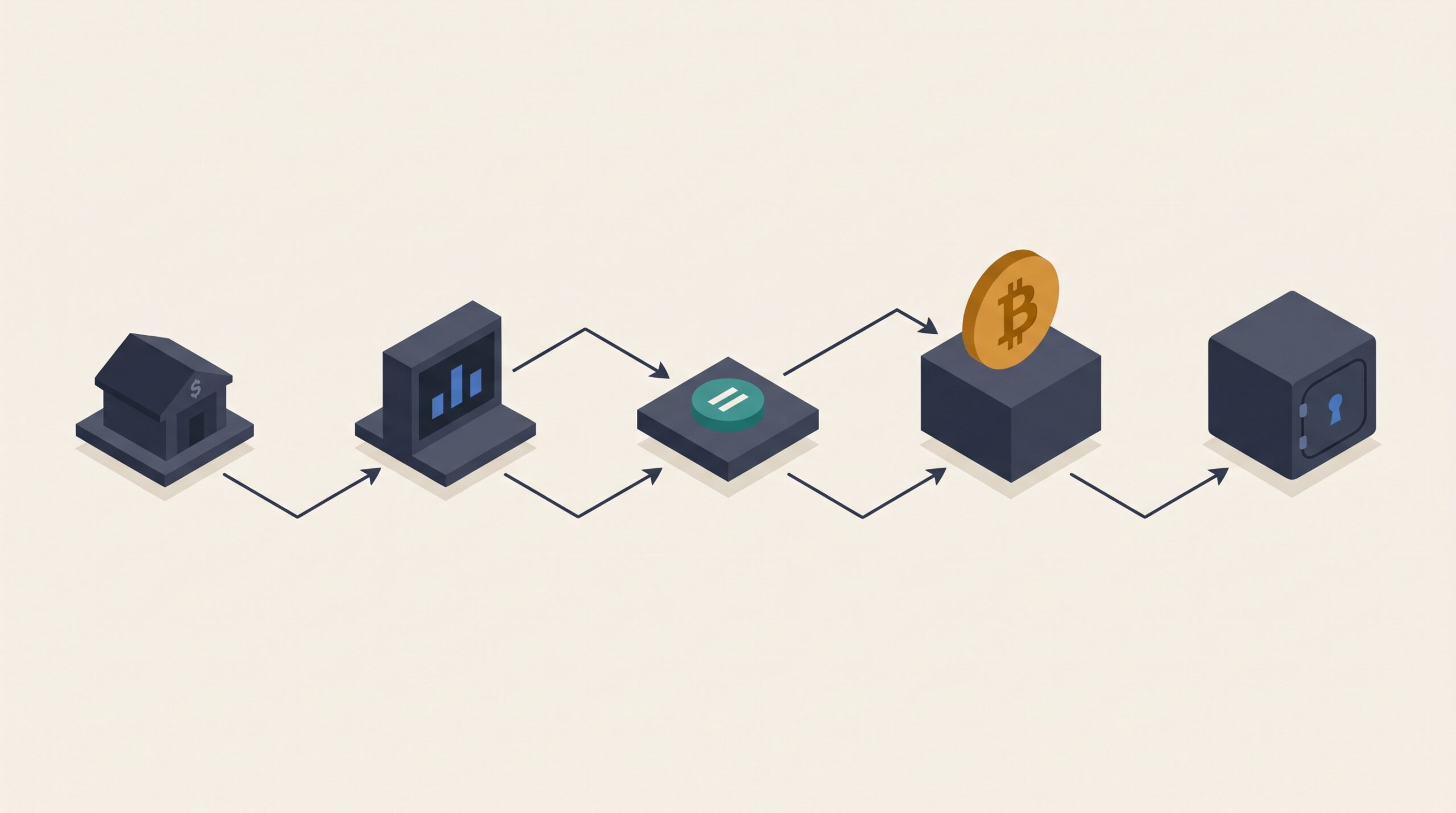 Bitcoin buying process — from bank account to cold wallet storage